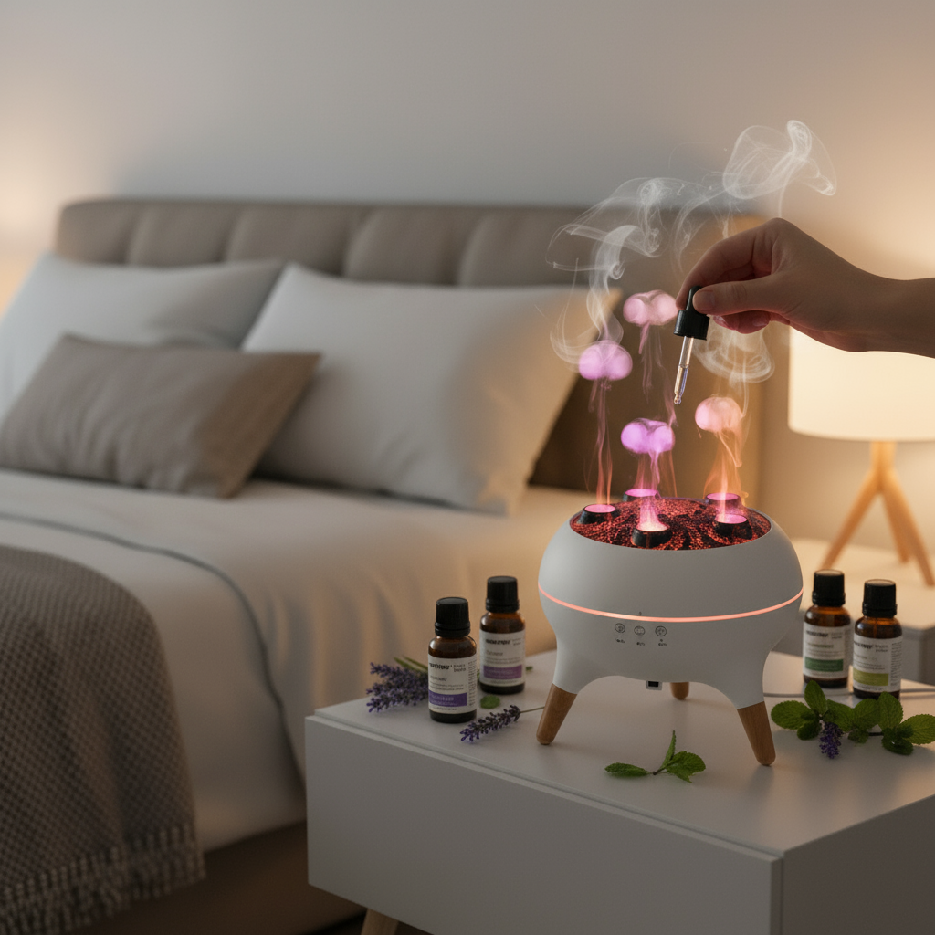 Lumeva Diffuser with Essential Oils in Use